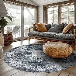 Tapete redondo - Santi (cinza azulado/branco)