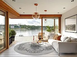 Tapete redondo - Santi (branco/preto)