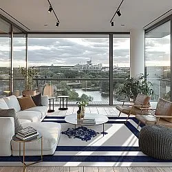 Tapete Wilton - Soros (azul/branco)