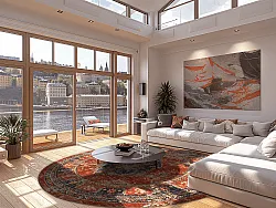 Tapete redondo - Soussi (vermelho/multicolorido)