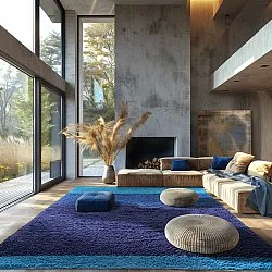 Tapetes felpudos - Taro Natural Cotton Shaggy (azul)