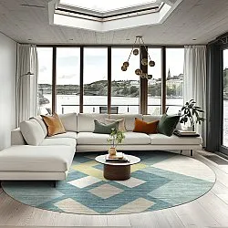 Tapete redondo - Temara (azul/multicolorido)