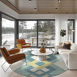 Tapete redondo - Temara (azul/multicolorido)