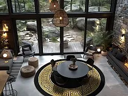 Tapete redondo - Tilos (preto/dourado)