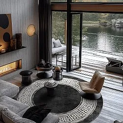 Tapete redondo - Tilos (preto/branco)