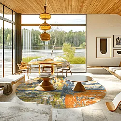 Tapete redondo - Tizzano (laranja/multicolorido)