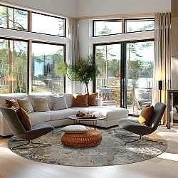 Tapete redondo - Travale (cinza/multicolorido)