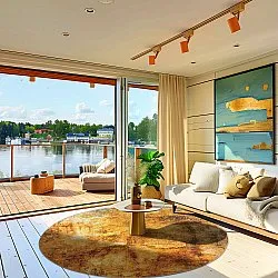 Tapete redondo - Tremes (dourado)