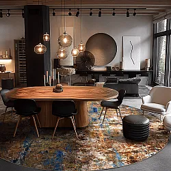 Tapete redondo - Trepito (marrom/azul/multicolorido)