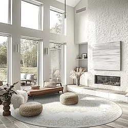 Tapete redondo - Valenza (branco/bege)