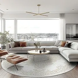 Tapete redondo - Valenza (branco/bege)