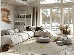 Tapete redondo - Vieste (bege/dourado)