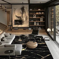 Tapete Wilton - Vieste (preto/dourado)