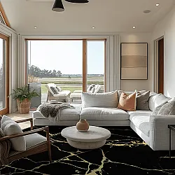 Tapete redondo - Vieste (preto/dourado)