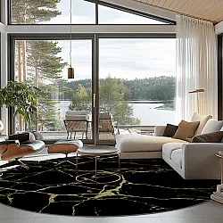 Tapete redondo - Vieste (preto/dourado)