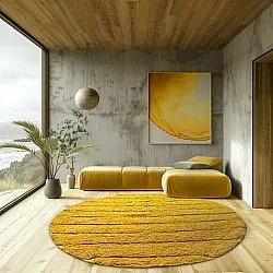 Tapete redondo - Willow Natural Cotton Shaggy (amarelo)