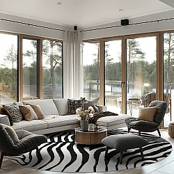 Tapete redondo - Zebra (preto/branco)