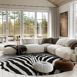 Tapete redondo - Zebra (preto/branco)