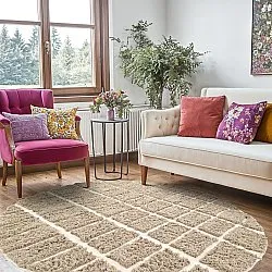 Tapete redondo - Zola Natural Cotton Shaggy (bege)