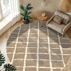 Tapete redondo - Zola Natural Cotton Shaggy (bege)