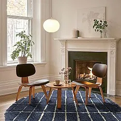 Tapete redondo - Zola Natural Cotton Shaggy (azul)