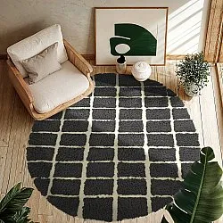 Tapete redondo - Zola Natural Cotton Shaggy (cinza escuro)