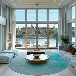 Tapete redondo - Artena (azul claro)