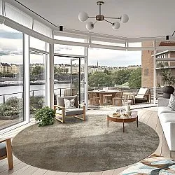 Tapete redondo - Lynton (marrom)