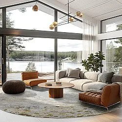 Tapete redondo - Maude (cinza/dourado)