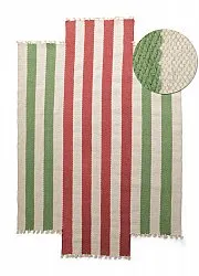 Tapete de lã irregular - Kystaro (creme/verde/vermelho)