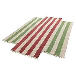 Tapete de lã irregular - Kystaro (creme/verde/vermelho)