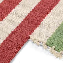 Tapete de lã irregular - Kystaro (creme/verde/vermelho)