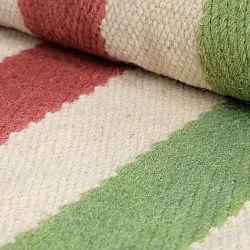 Tapete de lã irregular - Kystaro (creme/verde/vermelho)