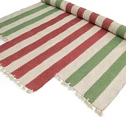 Tapete de lã irregular - Kystaro (creme/verde/vermelho)