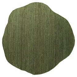 Tapete redondo irregular de juta - San Francisco (verde militar)