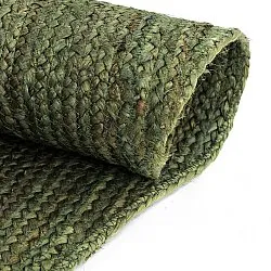 Tapete redondo irregular de juta - San Francisco (verde militar)