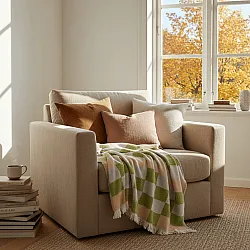 Mantas - Manta em mistura de lã - Audrey Check (bege/verde/roxo)