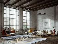 Tapete Wilton - Ekual (azul/cinza/dourado)