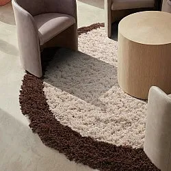 Tapete redondo - Sagres Natural Cotton Shaggy (branco sujo/castanho)