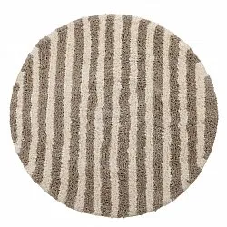 Tapete redondo - Thira Stripe Cotton Shaggy (creme/taupe)