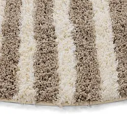 Tapete redondo - Thira Stripe Cotton Shaggy (creme/taupe)