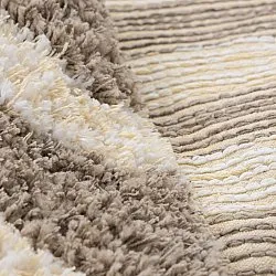 Tapete redondo - Thira Stripe Cotton Shaggy (creme/taupe)