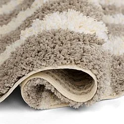 Tapete redondo - Thira Stripe Cotton Shaggy (creme/taupe)