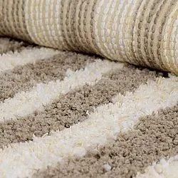 Tapete redondo - Thira Stripe Cotton Shaggy (creme/taupe)