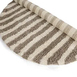 Tapete redondo - Thira Stripe Cotton Shaggy (creme/taupe)