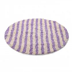 Tapete redondo - Thira Stripe Cotton Shaggy (creme/roxo claro)