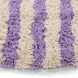 Tapete redondo - Thira Stripe Cotton Shaggy (creme/roxo claro)