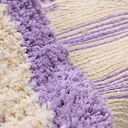 Tapete redondo - Thira Stripe Cotton Shaggy (creme/roxo claro)