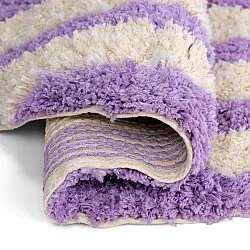 Tapete redondo - Thira Stripe Cotton Shaggy (creme/roxo claro)
