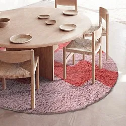 Tapete redondo - Amira Natural Cotton Shaggy (rosa/laranja)